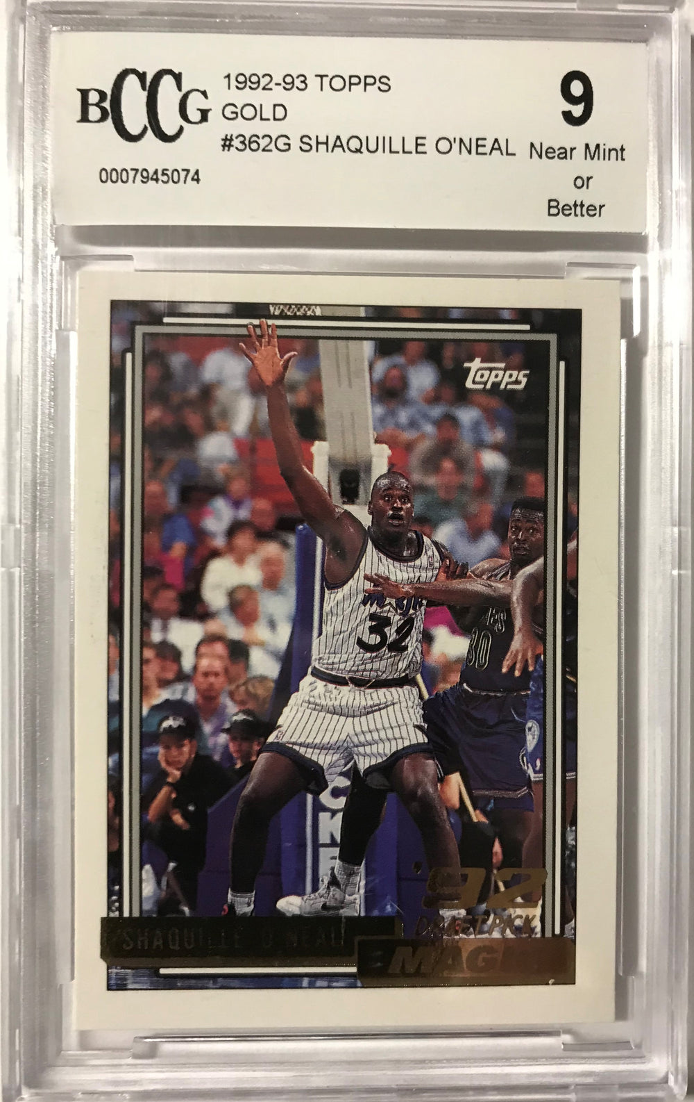 Shaquille O'Neal 1992 1993 Topps GOLD Series Mint ROOKIE Card #362  BECKETT GRADED 9!