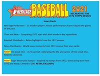 2021 Topps HERITAGE Baseball Series Factory Sealed Blaster Box
