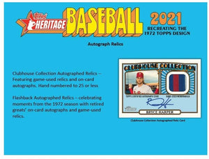 2021 Topps HERITAGE Baseball Series Factory Sealed Blaster Box