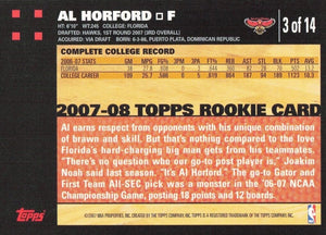 Al Horford 2007 2008 Topps Basketball Limited Edition Mint White Bordered Rookie Card #3 of 14