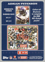Adrian Peterson 2008 Topps Kickoff Puzzle Series Mint Card #8
