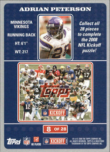 Adrian Peterson 2008 Topps Kickoff Puzzle Series Mint Card #8