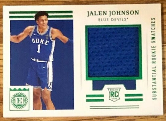 Jalen Johnson 2021 Chronicles Rookie Substantial Swatches Green Parallel ROOKIE Jersey Card #ESS-JJ