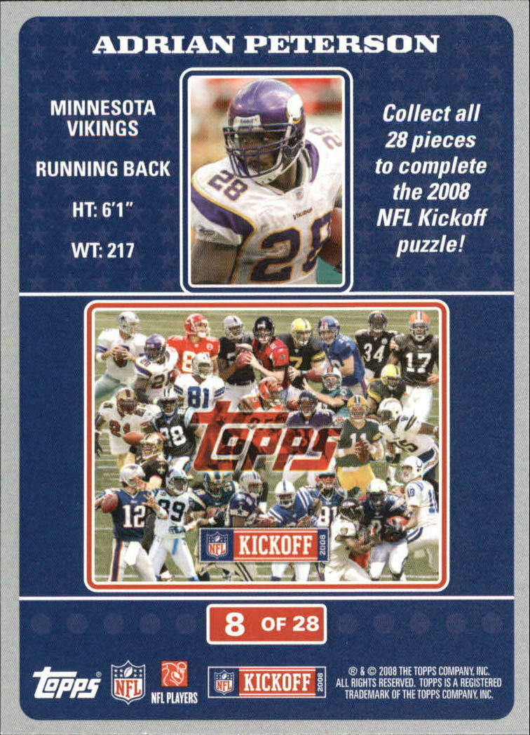 Adrian Peterson 2008 Topps Kickoff Puzzle Series Mint Card #8