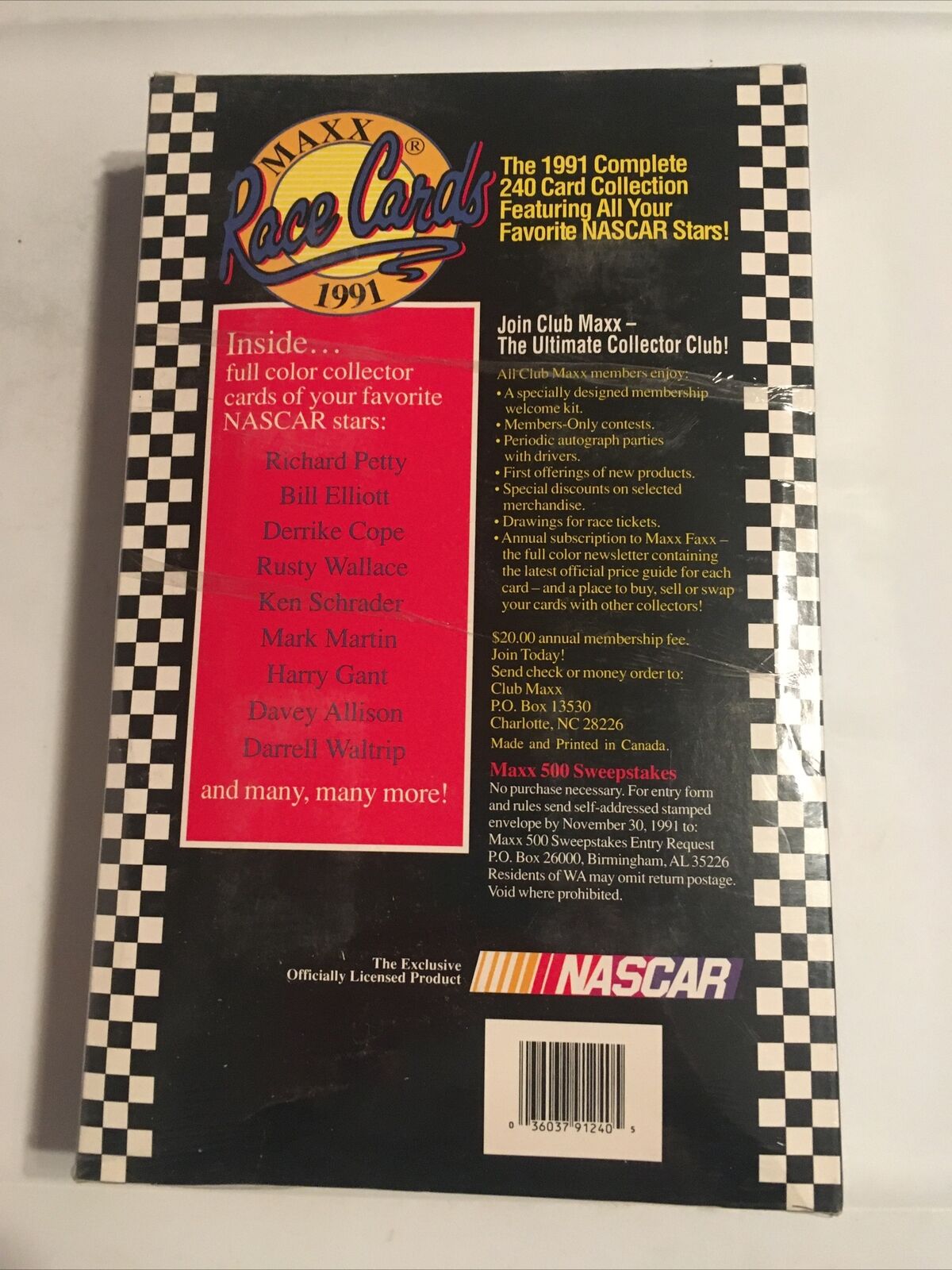 1991 MAXX Race Cards Complete 240 Card NASCAR FACTORY SEALED SET | The