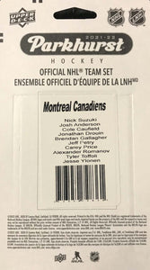 Montreal Canadiens 2021 2022 Upper Deck PARKHURST Factory Sealed Team Set with Cole Caufield Rookie Card