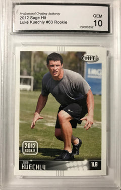 pga graded cards Luke Kuechly 2012 Sage Hit Series Mint ROOKIE Card #63 PGA Graded GEM