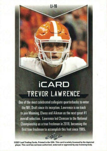 Trevor Lawrence 2021 Leaf iCard XRC Short Printed Mint Rookie Card #LI