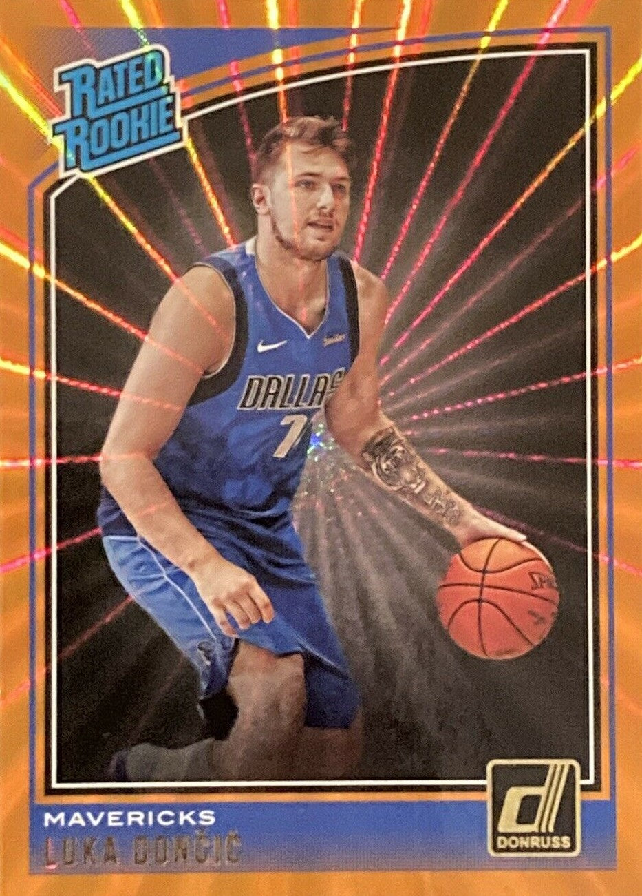 Luka Doncic 2018 2019 Donruss Orange Laser RARE Rated Rookie Series Mint Rookie Card #177 Luka Doncic 2018 2019 Donruss Orange Laser RARE Rated Rookie Series Mint Rookie Card #177