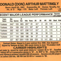 Don Mattingly 1989 Donruss ERROR Card  No period after Inc Mint Card #74