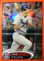 Joe Mauer 2012 Topps Chrome ORANGE REFRACTOR Version Card #50
