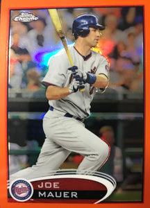 Joe Mauer 2012 Topps Chrome ORANGE REFRACTOR Version Card #50