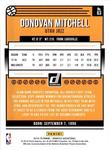 Donovan Mitchell 2018 2019 Donruss Series Mint 2nd Year Card #63