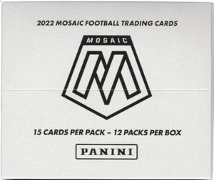 2022 Panini MOSAIC Football Series Cello Fat 12 Pack Box (180 Cards) with 48 Parallels Per Box including 36 EXCLUSIVE CAMO PINK Parallels Per Box Plus Possible Autographs and Memorabilia Cards