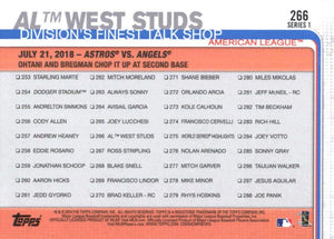 Shohei Ohtani 2019 Topps AL West Studs Card #266 with Alex Bregman