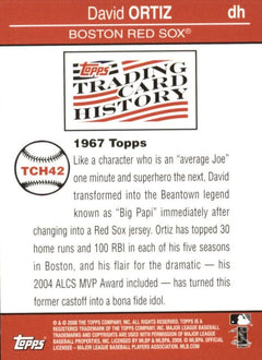 David Ortiz 2008 Topps Baseball Trading Card History Insert Card