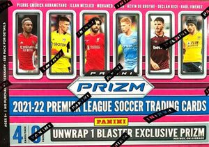 2021 2022 Panini Premier League PRIZM Soccer Factory Sealed Blaster Box including an EXCLUSIVE Prizm