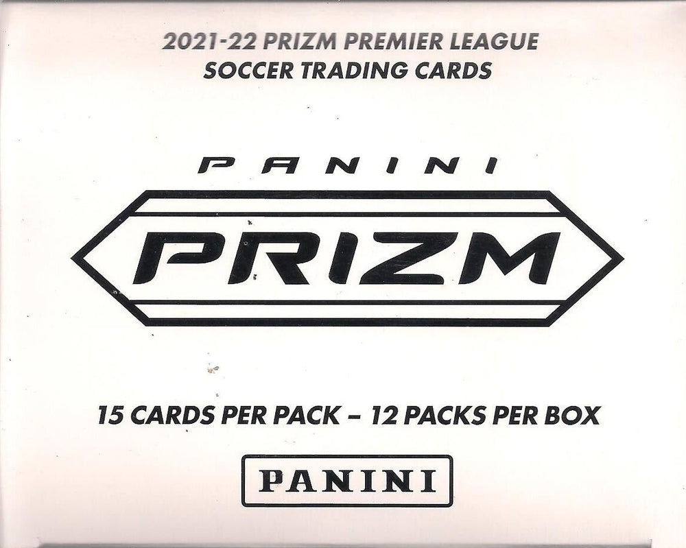 2021 2022 Panini Premier League PRIZM Soccer FAT Pack Value Box of 180 Cards with EXCLUSIVE Red, White and Blue Prizms