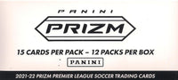 2021 2022 Panini Premier League PRIZM Soccer FAT Pack Value Box of 180 Cards with EXCLUSIVE Red, White and Blue Prizms
