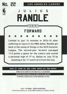 Julius Randle 2015 2016 Hoops Mint 2nd Year Card #22