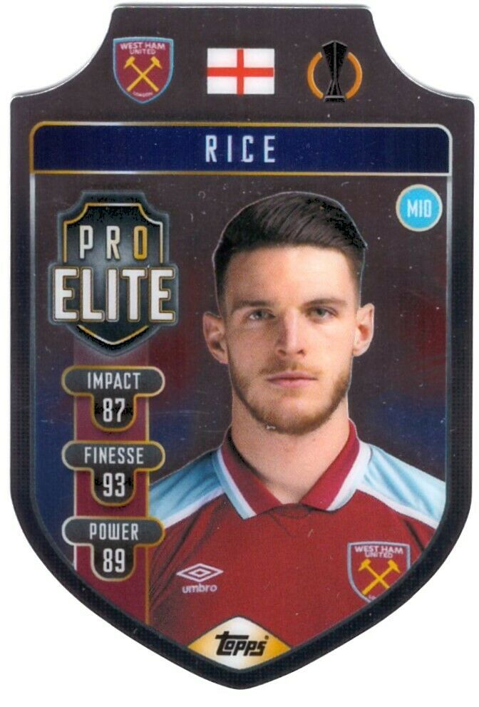 Declan Rice 2021 2022 Topps Match Attax Pro Elite Die Cut Shield Insert Card #SH9