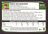 Max Scherzer 2008 Bowman Draft Picks Series Mint ROOKIE Card #BDP33
