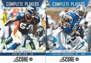 2012 Score Football Complete Players Insert Set with Cam Newton and Calvin Johnson Plus