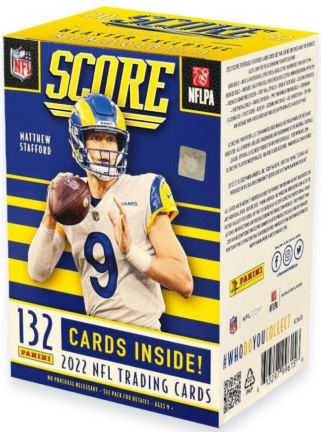 2022 Panini SCORE Football Series Blaster Box with Possible Blaster EXCLUSIVE GOLD Parallels and Memorabilia Cards