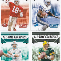 2015 Score All Time Franchise Insert Set with 8 Hall of Famers Favre, Montana Plus