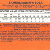 Sammy Sosa 1990 Donruss Rookie Card #489