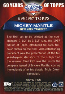 2011 Topps 60 Years of Topps Series One 59 Card Insert Set Featuring Mantle, Robinson, Seaver and Other Stars and Hall of Famers