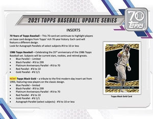 2021 Topps Baseball UPDATE Series Retail Box of 24 Packs