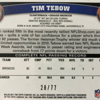 Tim Tebow 2011 Topps Red Border Series Mint Card #210.  ONLY 77 MADE!