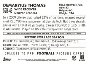 Demaryius Thomas 2010 Topps 1952 Bowman Series Mint ROOKIE Card #52B-49