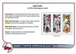 2022 Topps OPENING DAY Baseball Series Blaster Box of 22 Packs