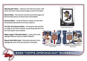 2022 Topps OPENING DAY Baseball Series Blaster Box of 22 Packs