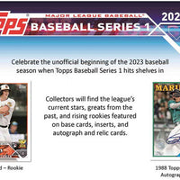 2023 Topps Baseball Series 1 Factory Sealed Blaster Box with an EXCLUSIVE Cut Signature Commemorative Relic