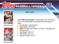 2023 Topps Baseball Series 1 Factory Sealed Blaster Box with an EXCLUSIVE Cut Signature Commemorative Relic
