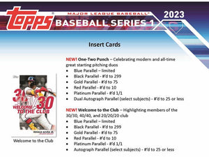2023 Topps Baseball Series 1 Factory Sealed Blaster Box with an EXCLUSIVE Cut Signature Commemorative Relic