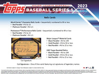 2023 Topps Baseball Series 1 Factory Sealed Blaster Box with an EXCLUSIVE Cut Signature Commemorative Relic
