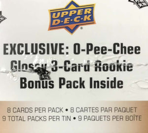 2022 2023 Upper Deck Hockey Series One Factory Sealed Unopened TIN with an Exclusive Bonus 3 Card O Pee Chee Rookie Pack