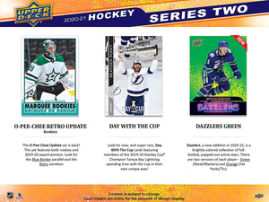 20 Box Sealed CASE of 2020 2021 Upper Deck Series Two Hockey Blaster Boxes with Dazzlers Green cards