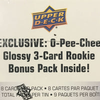 2022 2023 Upper Deck Hockey Series Two Factory Sealed Unopened TIN with an Exclusive Bonus 3 Card O Pee Chee Rookie Pack