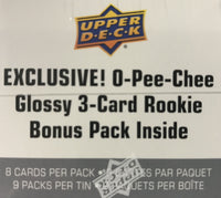 2021 2022 Upper Deck Hockey Series One Factory Sealed Unopened TIN with an Exclusive Bonus 3 Card O Pee Chee Rookie Pack
