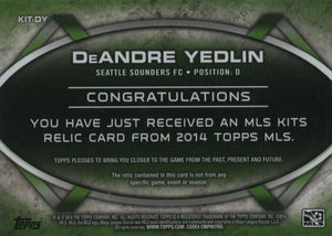 DeAndre Yedlin 2014 Topps MLS Soccer Relic Jersey Mint Card #KIT-DY