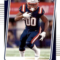 Rhamondre Stevenson 2021 Donruss Mint Rated Rookie Card #286 picturing Him in his Blue New England Patriots Jersey