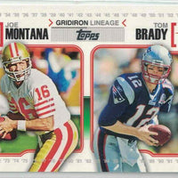 Tom Brady 2010 Topps Gridiron Lineage Series Mint Card #GL-MOB with Joe Montana