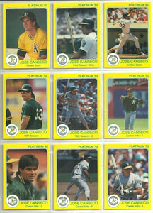 Jose Canseco 1992 Star Company PLATINUM Series Complete Mint Set.