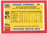 Frank Thomas 1992 Topps McDonald's Baseball's Best Series Mint Card #25
