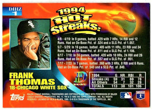Frank Thomas 1995 Topps D3 Zone Series Mint Card #1